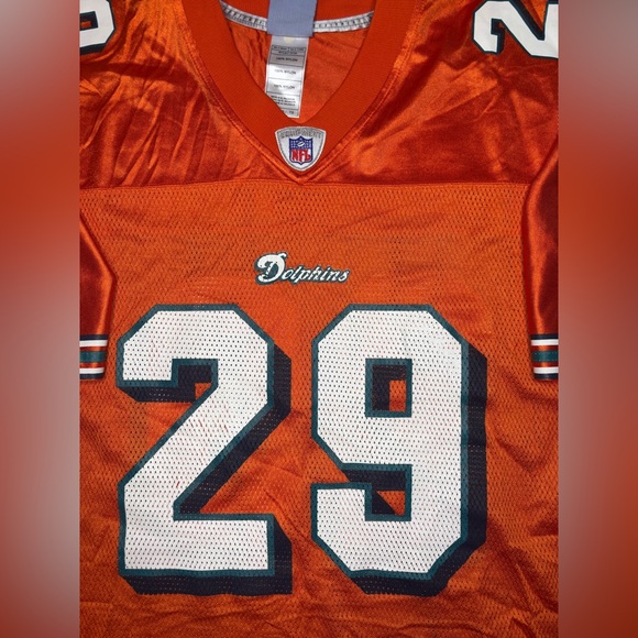 RARE ORANGE  Miami Dolphins  #29 Sam Madison JERSEY NFL REEBOK Men’s XL - Picture 4 of 9